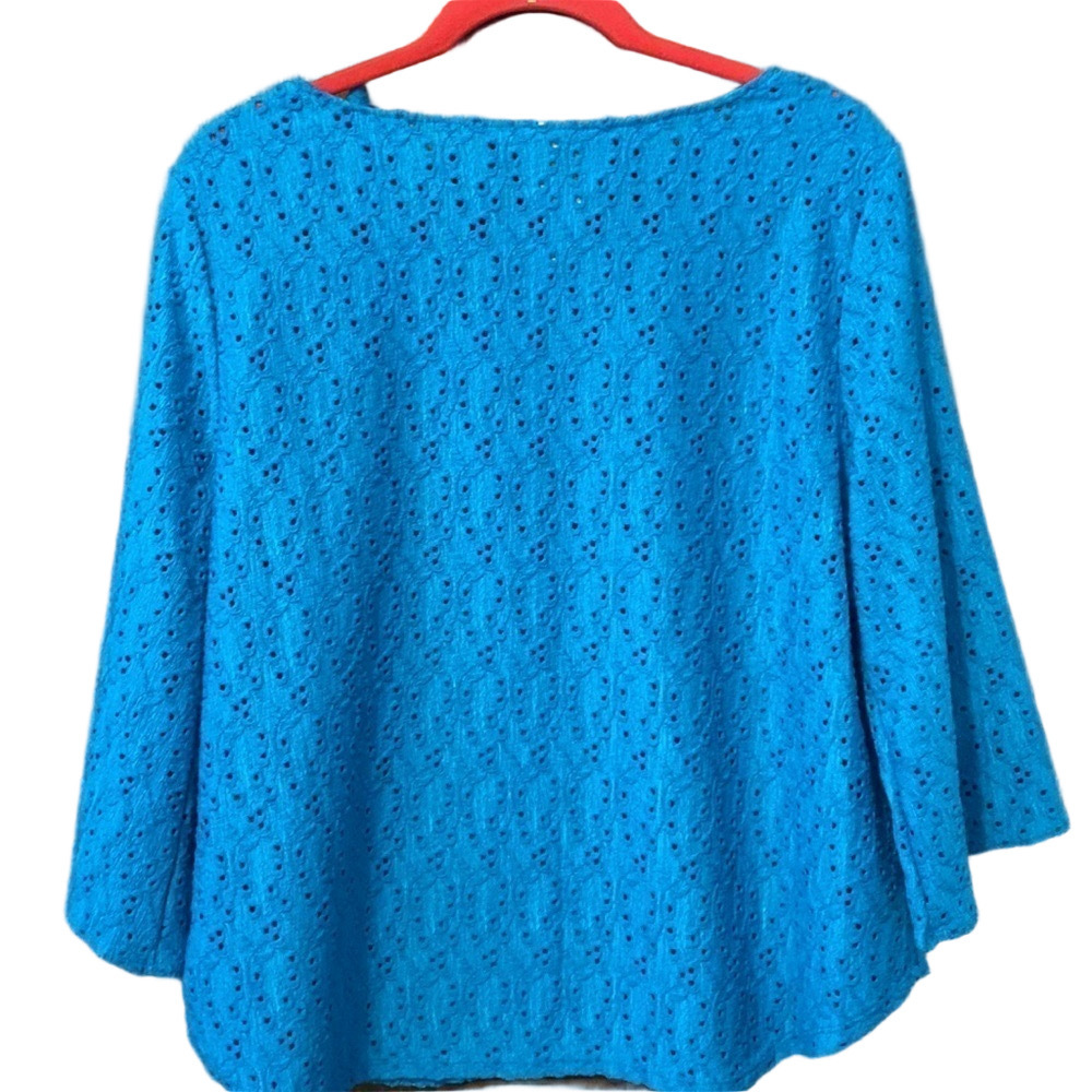 Ruby Rd. Eyelet 3/4 Sleeve Blouse Size LP - Picture 4 of 5